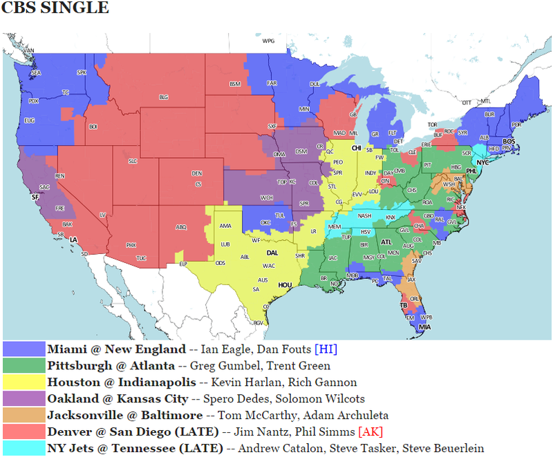Illustration for article titled Your NFL Week 15 Viewing Maps